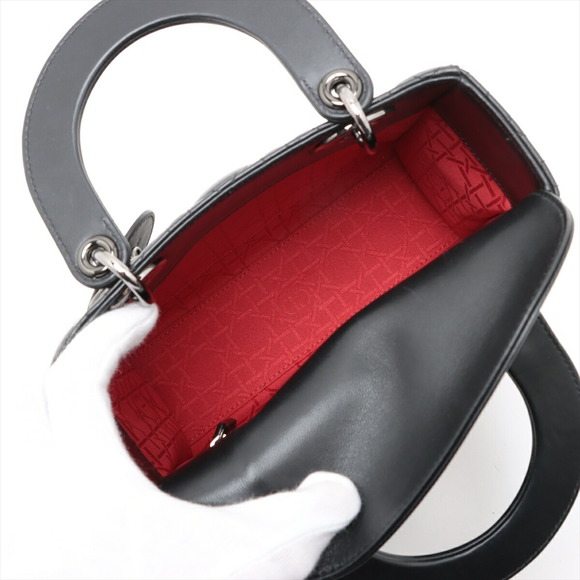 Christian Dior My Lady Dior Cannage Leather 2WAY Handbag Black - Picture 8 of 10